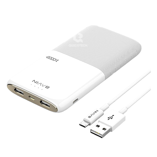BAVIN Power Bank Led 10000mah PC131S, White