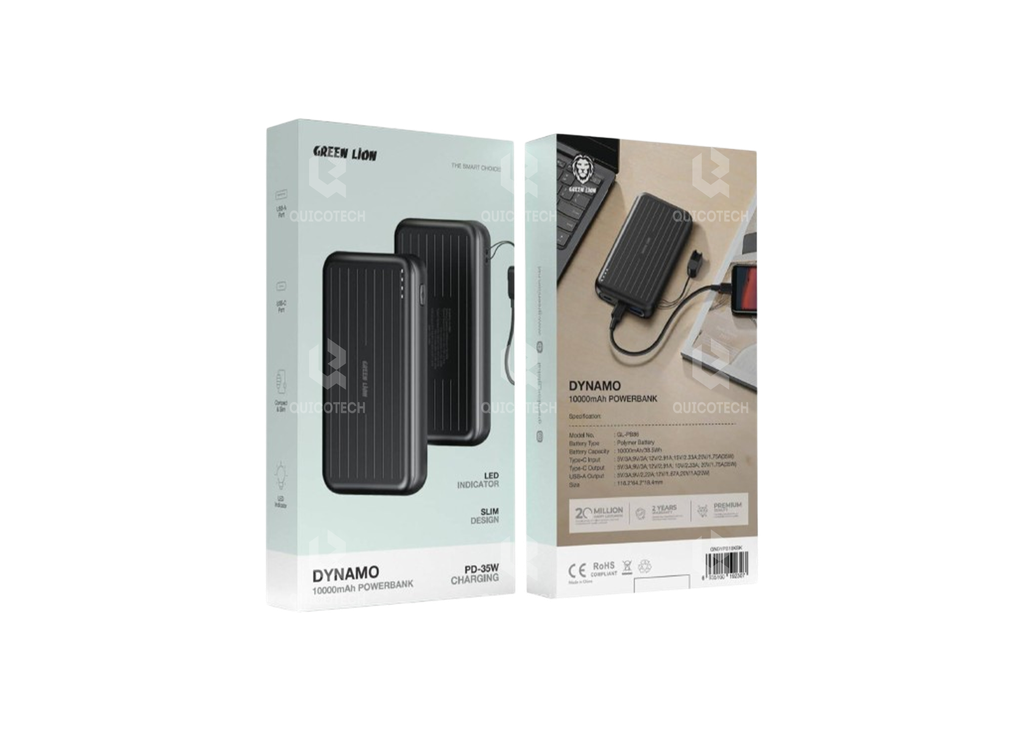 GREEN LION POWER BANK DYNAMO 10000mAh PD-35W, GLPB86