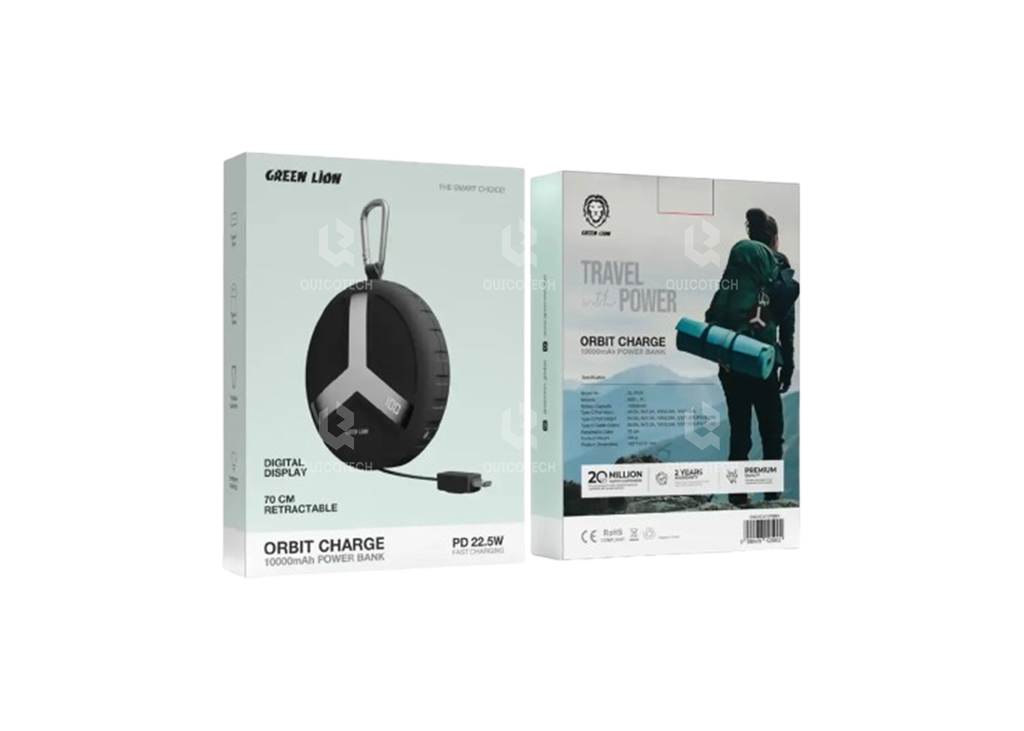GREEN LION ORBIT CHARGE POWER BANK 10000mAh , PD 22.5W ,GL-PX28